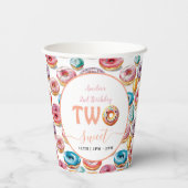 Twee Sweet Donuts 2e verjaardagsfeestje Papieren Bekers (Achterkant)