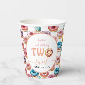 Twee Sweet Donuts 2e verjaardagsfeestje Papieren Bekers