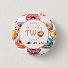 Twee Sweet Donuts 2e verjaardagsfeestje Ronde Button 3,2 Cm