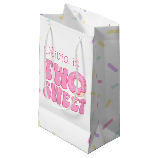 TWEE SWEET DONUTS KLEIN CADEAUZAKJE (Voorkant Gekanteld)