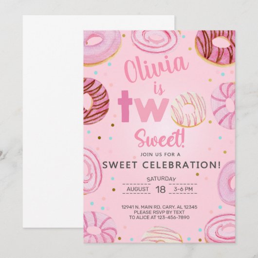 Twee Sweet donuts meisje tweede 2e verjaardag uitn Kaart (Voorkant / Achterkant)