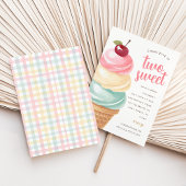 Twee Sweet Girl Ice Cream 2e Verjaardag Kaart