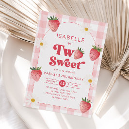 Twee Sweet Girl Strawberry 2e verjaardagsfeestje Kaart