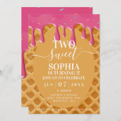 Twee Sweet Ice Cream Kids verjaardagsuitnodiging Kaart (Voorkant / Achterkant)