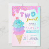 Twee Sweet Ice Cream verjaardagsfeestje uitnodigin Kaart (Voorkant)