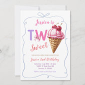 Twee Sweet Ice Cream verjaardagsuitnodiging Kaart (Voorkant)