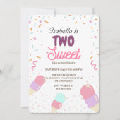 Twee Sweet ijs en Sprinkle 2e Verjaardag Meisje Kaart (Voorkant)