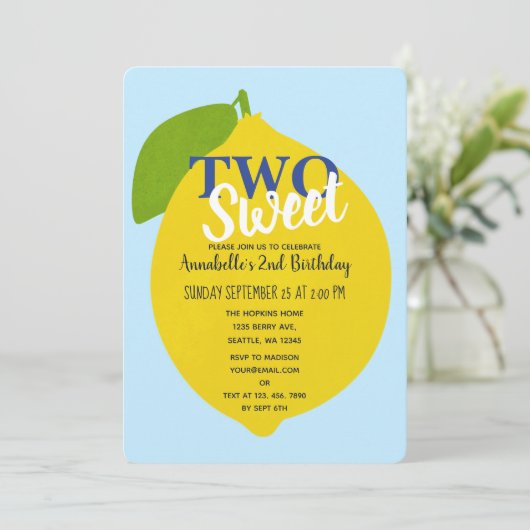Twee Sweet Lemon Kinder tweede verjaardag Kaart (Staand voorkant)