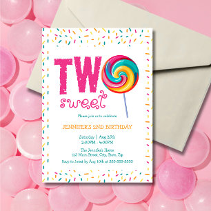Twee Sweet Lollipop Snoep 2e verjaardag Kaart