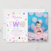 TWEE Sweet Lollipop Snoep Tweede verjaardag Kaart (Voorkant)