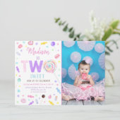 TWEE Sweet Lollipop Snoep Tweede verjaardag Kaart (Staand voorkant)