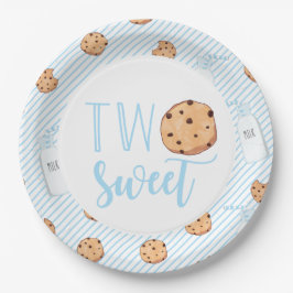 Twee Sweet Milk and Cookies blauwe Verjaardagsfees Papieren Bordje