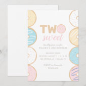 Twee Sweet Pastel Donut Birthday Party Invitation Kaart (Voorkant / Achterkant)