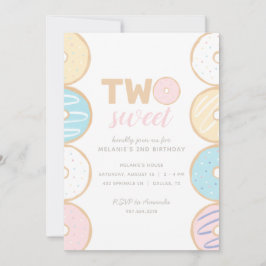 Twee Sweet Pastel Donut Birthday Party Invitation Kaart