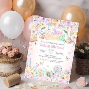 Twee Sweet Pastel Snoep Shop Tweede Verjaardag Kaart