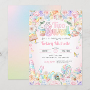 Twee Sweet Pastel Snoep Shope Tweede Verjaardag Ki Kaart