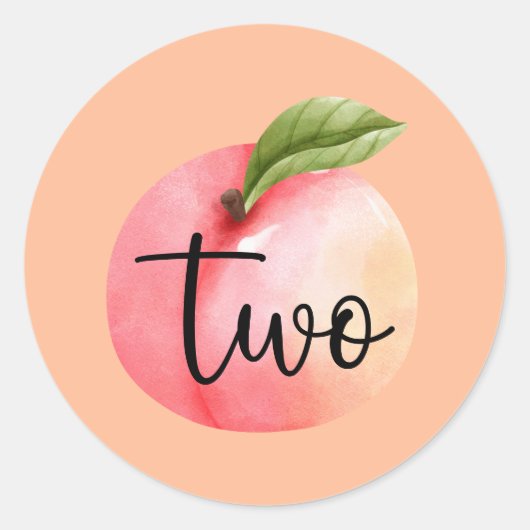 Twee Sweet Peach 2e verjaardag Ronde Sticker (Voorkant)