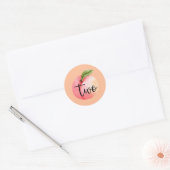 Twee Sweet Peach 2e verjaardag Ronde Sticker (Envelop)