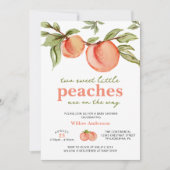 Twee Sweet Peaches Twins Baby shower Uitnodiging (Voorkant)