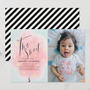 Twee Sweet Pink Cotton Snoep 2e verjaardag foto Kaart