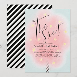 Twee Sweet Pink Cotton Snoep Meisje 2e verjaardag Kaart