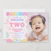 TWEE Sweet Rainbow Donut 2e verjaardag Foto Kaart (Voorkant)