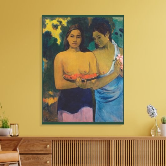 Twee Tahitiaanse vrouwen (1899) door Paul Gauguin Canvas Afdruk (Insitu (Woonkamer))