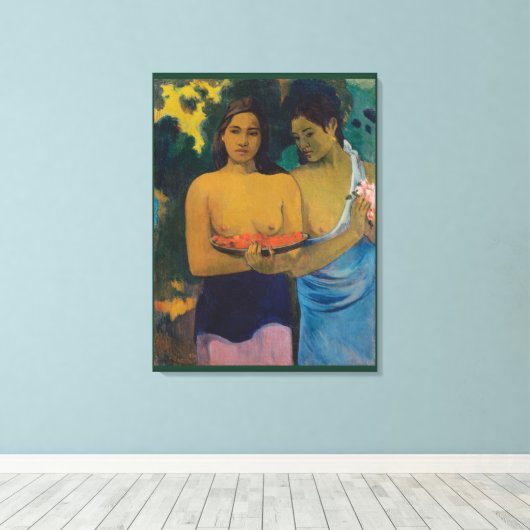Twee Tahitiaanse vrouwen (1899) door Paul Gauguin Canvas Afdruk (Insitu (Houten vloer))