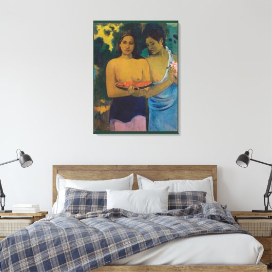 Twee Tahitiaanse vrouwen (1899) door Paul Gauguin Canvas Afdruk (Insitu (Slaapkamer))