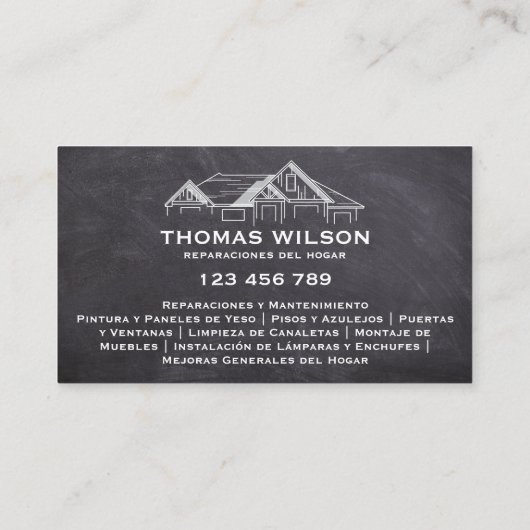 Twee Talen Bouw Handyman Carpenter Visitekaartje (Achterkant)