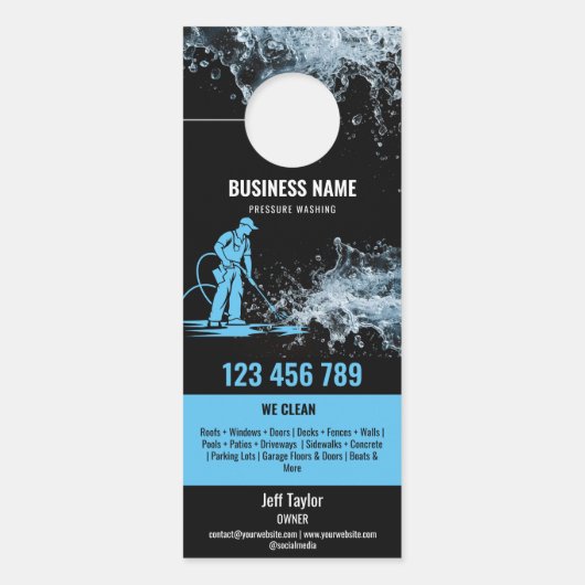 Twee Talen Druk Wassen Macht Wassen Dak Deurhanger (Voorkant)