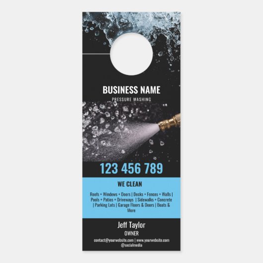 Twee Talen Druk Wassen Macht Wassen Dak Deurhanger (Voorkant)