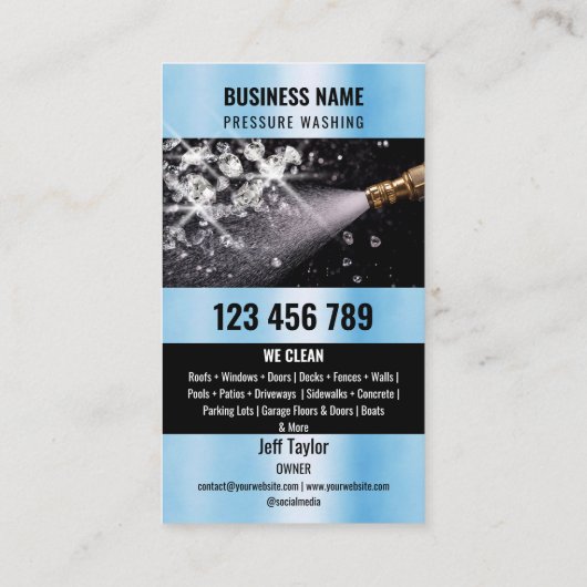 Twee Talen Druk Wassen Macht Wassen Dak Visitekaartje (Achterkant)