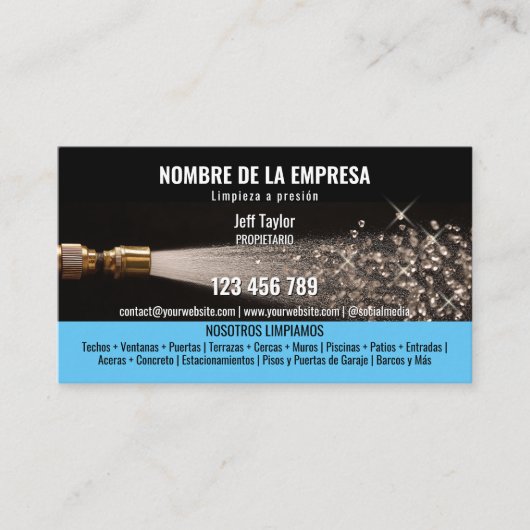 Twee Talen Druk Wassen Macht Wassen Dak Visitekaartje (Voorkant)