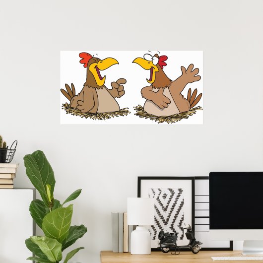 Twee talkkippen poster (Thuiskantoor)