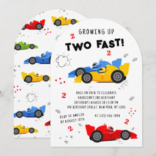 Twee te snel opgroeien 2e verjaardagsraceauto's kaart