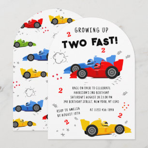 Twee te snel opgroeien 2e verjaardagsraceauto's kaart