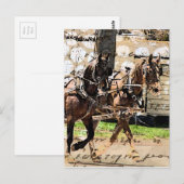 Twee teams van paarden Gemengde Media Collage Briefkaart (Voorkant / Achterkant)