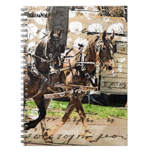 Twee teams van paarden Gemengde Media Collage Notitieboek