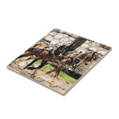 Twee teams van paarden Gemengde Media Collage Tegeltje (Zijkant)