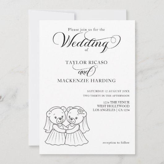 Twee Teddy Bear bruiden in trouwjurken Kaart (Voorkant)