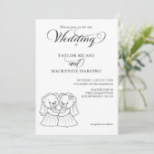 Twee Teddy Bear bruiden in trouwjurken Kaart (Staand voorkant)