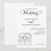 Twee Teddy Bear bruiden in trouwjurken Kaart (Voorkant / Achterkant)