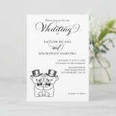 Twee Teddy Bear Grooms In Top Hats Wedding Kaart (Staand voorkant)