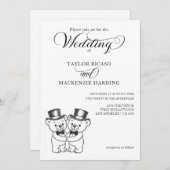 Twee Teddy Bear Grooms In Top Hats Wedding Kaart (Voorkant / Achterkant)