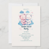 Twee Teddy Bears Gender Reveal Party Kaart (Voorkant)