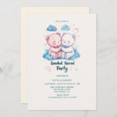 Twee Teddy Bears Gender Reveal Party Kaart (Voorkant / Achterkant)