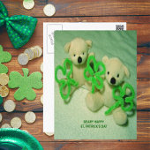 Twee Teddy Bears met Shamrocks Briefkaart