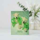 Twee Teddy Bears met Shamrocks Briefkaart (Staand voorkant)