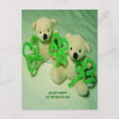 Twee Teddy Bears met Shamrocks Briefkaart (Voorkant)